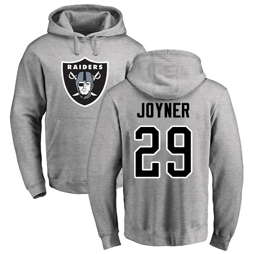 Men Oakland Raiders Ash Lamarcus Joyner Name and Number Logo NFL Football 29 Pullover Hoodie Sweatshirts